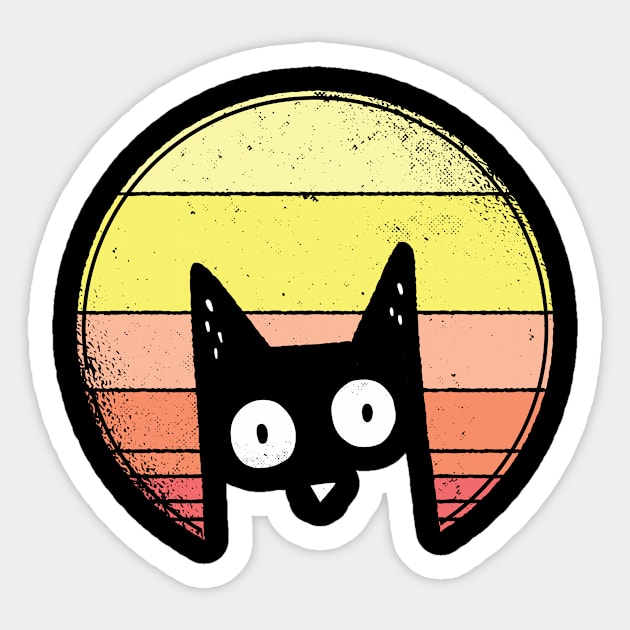 Cat Face Vintage Retro Funny Sticker by funkyteesfunny